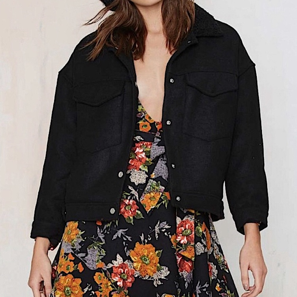 $158 UNIF Manda Shearling Oversized Jacket Size XS
